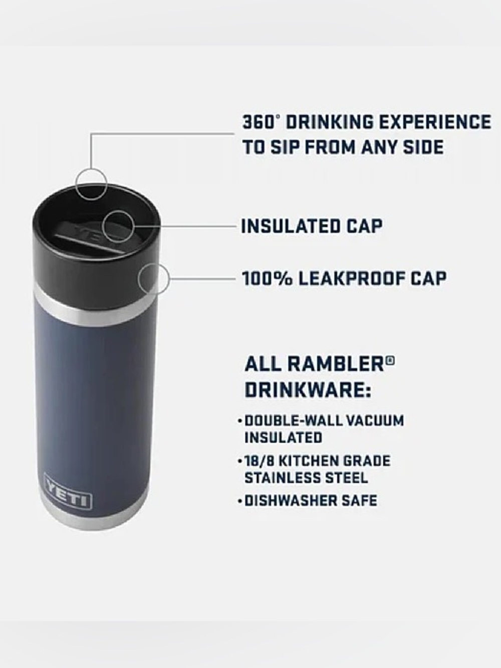 YETI Rambler 18 Oz HotShot Bottle in Charcoal Grey - Picture 5 of 11